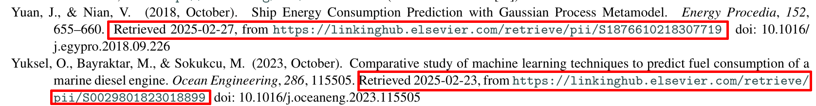 article 항목임에도 Retrieved date와 web 주소가 포함되는 모습