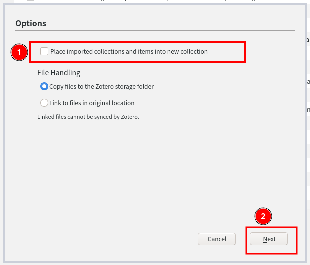 `.bib`이 여러 논문을 담고 있다면 필요에 따라 zotero의 `collection`으로 구성할 수도 있겠지만, 우리는 1번을 눌러서 그냥 단일 논문을 하나의 item으로 가져오는 방식을 쓴다. 이어서 2번까지 눌러주자.