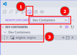 Remote development 버튼과 각 항목들