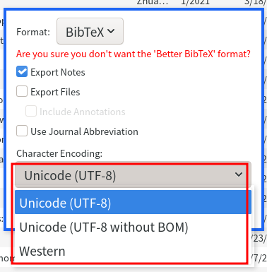 Export encoding 옵션