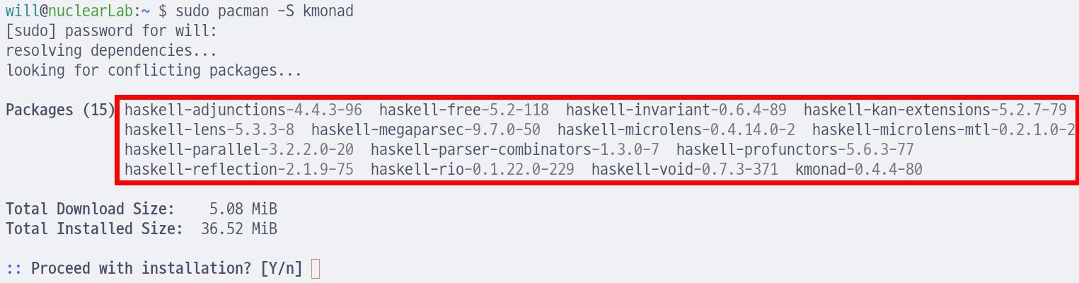 엄청나게 많은 kmonad의 haskell 의존 패키지들