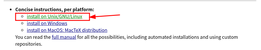 install on Unix/GNU/Linux를 눌러주자