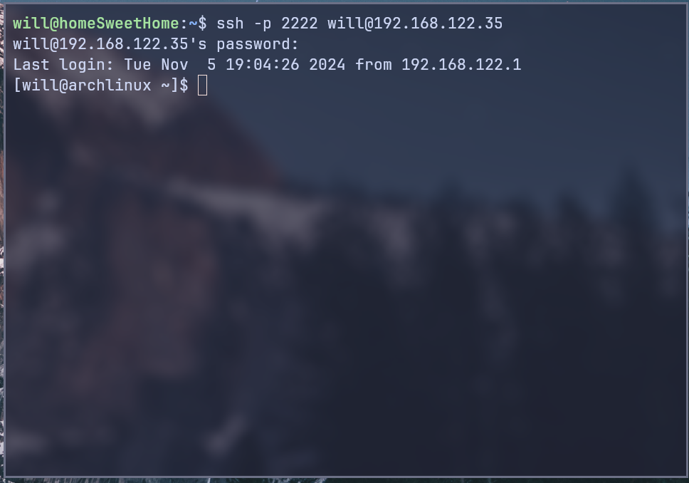 원격 서버에 ssh로 연결된 터미널