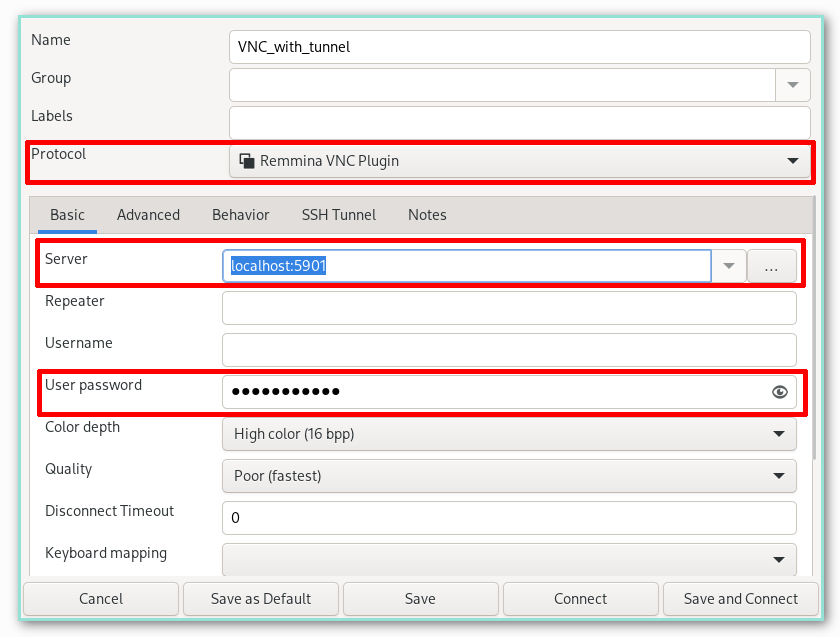 Basic 탭 설정 항목