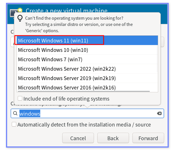 수동으로 os의 명칭을 선택