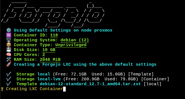 Forgejo 설치 화면