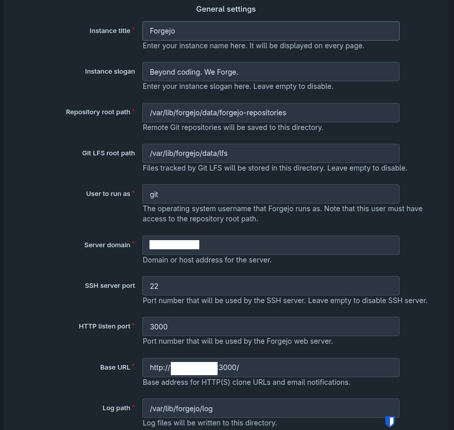 General settings 항목들
