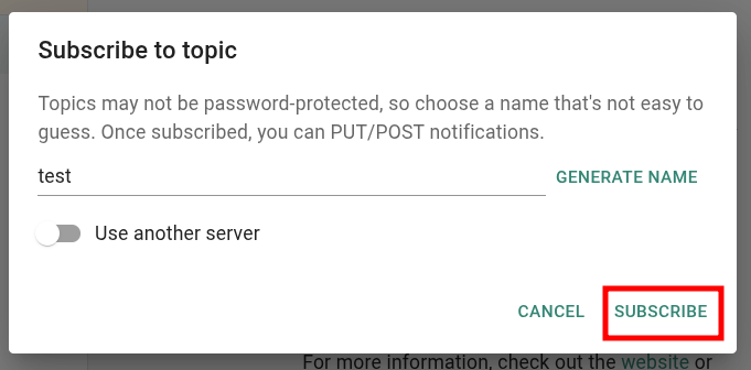 아무 주제나 지정하여 구독해보자.