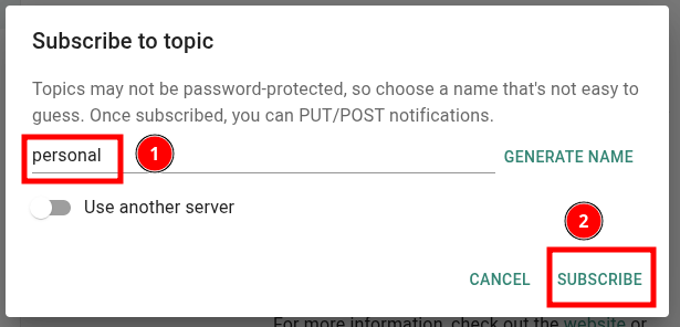 personal이라는 topic 구독