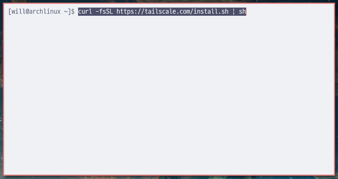 리눅스 머신에서 tailscale 설치 스크립트를 실행해준다.